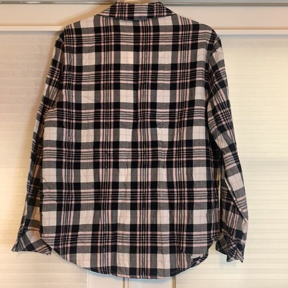 Victoria’s Secret Pink Black Silver Plaid Pajama Top Small New - Picture 6 of 7